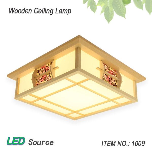 

japanese style tatami wood ceiling and pinus sylvestris led lamp natural color square grid paper ceiling lamp fixture 1009