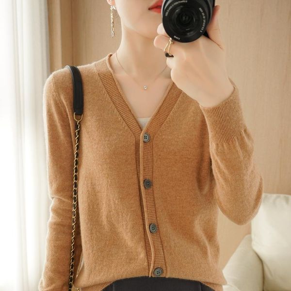 

women's knits & tees cashmere sweater cardigan women single breasted long sleeve elegant vintage knitted outwea, White