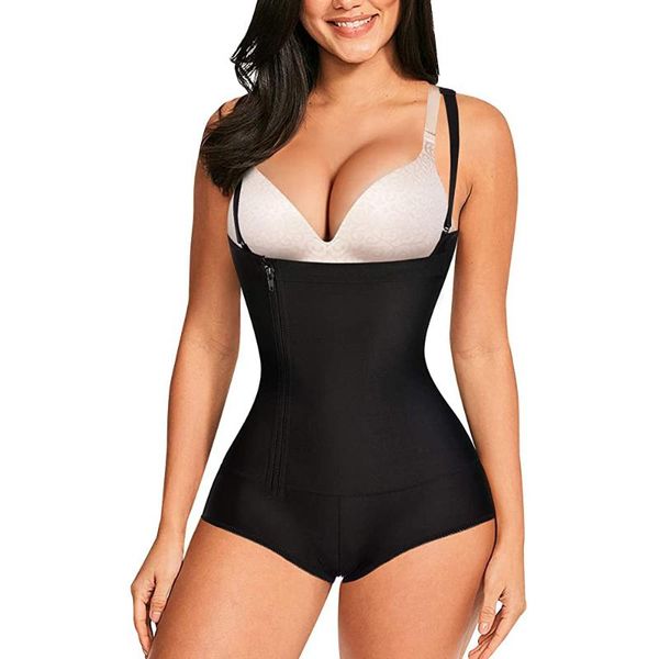 

women's shapers full body shapewear women latex waist trainer shaper fajas reducing girdles open bust zipper slimming corset modeling s, Black;white
