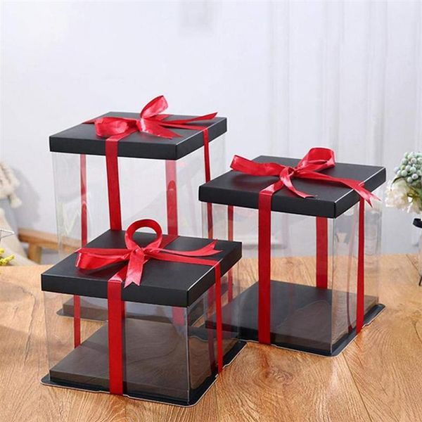 

storage bottles & jars 4pcs transparent cake packing boxes containers for party birthday