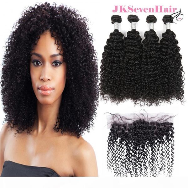 

12a grade virgin brazilian hair bundles curly wave 4pcs with 13x4inch lace frontal peruvian indian malaysian super quality hair weaves, Black