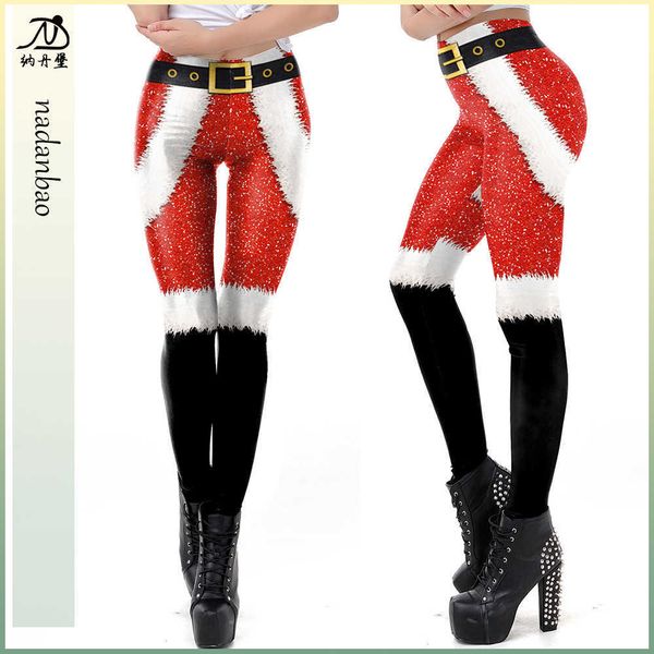 

2021 clothing new women's selling digital printing elastic leggings, Black;red