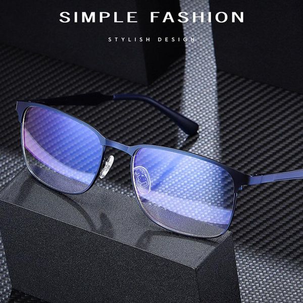 

fashion sunglasses frames glasses for male full rim metal frame eyewears business style square shape optical spectacles, Black
