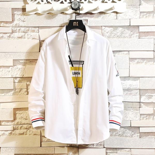 

men's casual shirts stretch fashion epaulettes white shirt, White;black