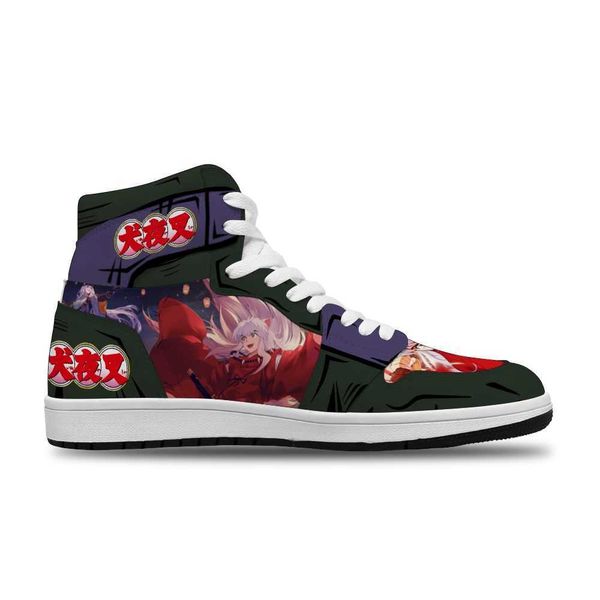 

japanese anime cartoon inuyasha diy running non-slip casual shoes for men's trend sports shoes high basketball shoes