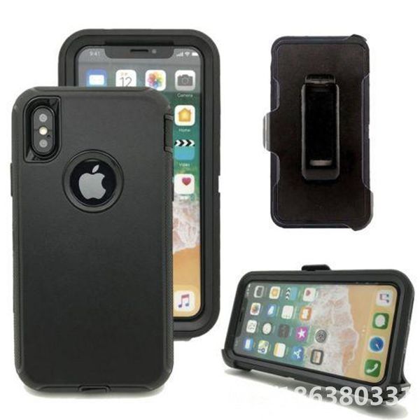 

for iphone 11 12 xr x/xs max 6 7 8 plus hybrid robot crashproof waterproof defender case with clip/holster ing