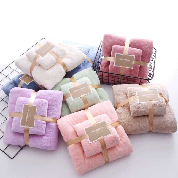 

towel coral fleece absorbent hair swimming face hand bath sets microfibre towels set 70x140cm 35x75cm