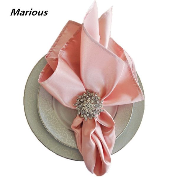 

marious 20" square 150pcs blush pink napkin handkerchief cloth satin napkins wedding party dinner napkin, Blue;white