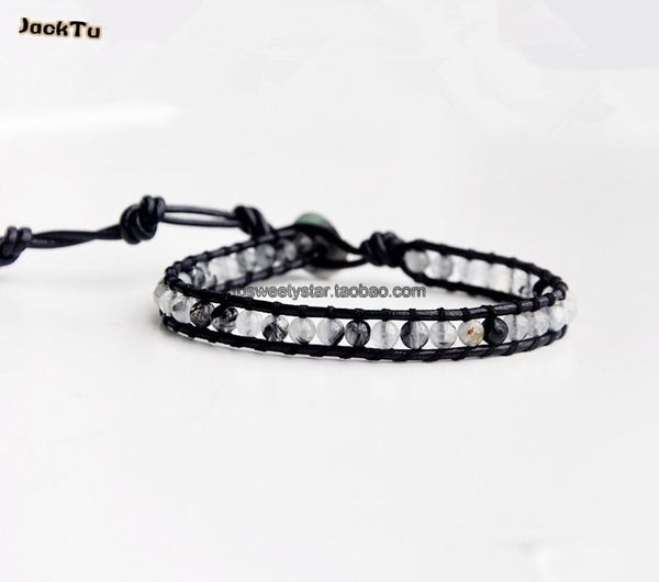 

tennis jtjacktu black hair quartz leather lucky bracelet, Golden;silver