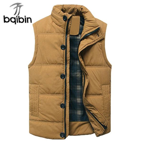 

men's vests thick warm winter vest for cotton men autumn male casual solid button sleeveless jacket classic mens travel brand waistcoat, Black;white