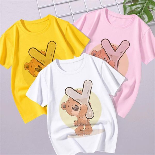 

summer t shirt coat fashion interesting letter panda girl harajuku retro boy round neck kids baby white clothes, Blue