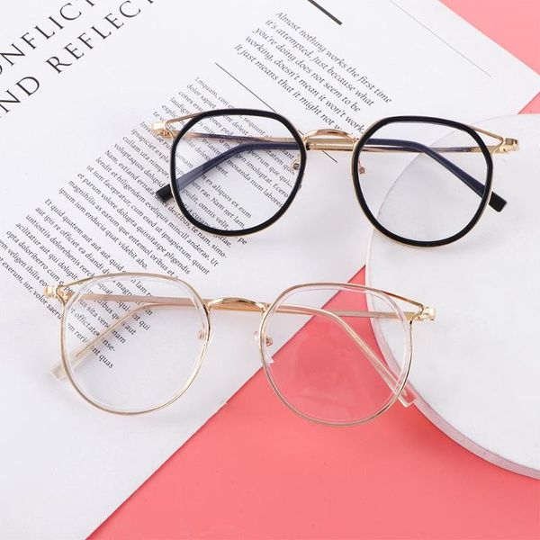 

fashion sunglasses frames retro anti-blue light flat mirror cat eye frame metal computer glasses eyewear replaceable lens for unisex, Black