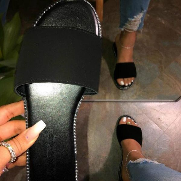

slippers women beach platform flat heel rubber sole peep toe black 2021 summer slides casual sandals outdoor famale ladies shoes