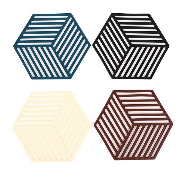 

mats & pads 1pcs silicone tableware insulation mat cup hexagon pad heat-insulated