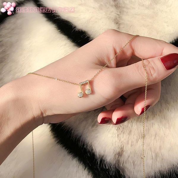 

chains music note musical symbol g clef gift necklace gold color stainless steel snake chain pendant for woman man jewelry, Silver