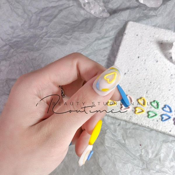 

nail art decorations 50pcs matte hollow heart shaped charms 8 colors polish love jewelry strass for manicure uv gel tip, Silver;gold