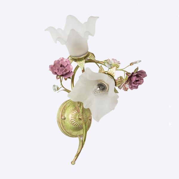 

ceiling lights countryside bronze metal purple flower and plants double light wall mounted sconce,led lamp lighting indoor bedside hallway