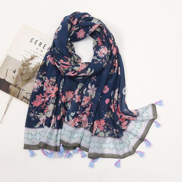

scarves autumn winter floral lady tassel viscose shawl scarf beach sunscreen shawls warm muffler headband foulards muslim women hijab, Blue;gray
