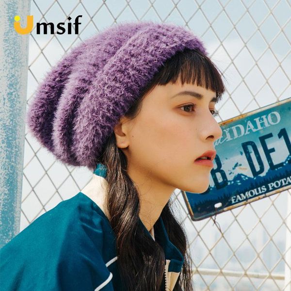 

beanie/skull caps women solid color knitted beanie hats 2021 winter accessories warm thick skullies & beanies female wool ski cap, Blue;gray