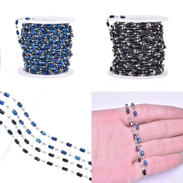 

1m stainless steel glass cylinder beads charms chains necklaces bracelets anklet making diy jewelry findings, Silver