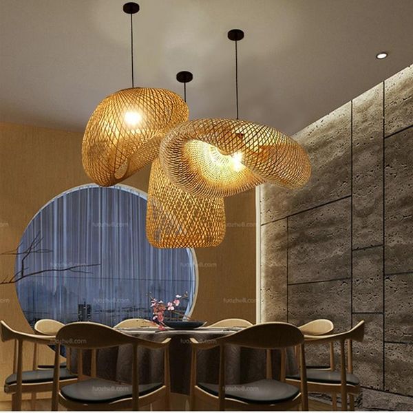 

pendant lamps vintage bamboo led art lights lighting restaurant el rattan living room hanging lamp kitchen fixtures
