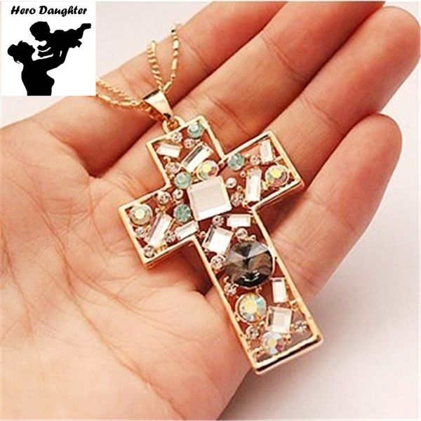 

jewelry alloy cross pendant necklace with diamond hip hop cross pendant cross necklace blwjyp, Red;brown