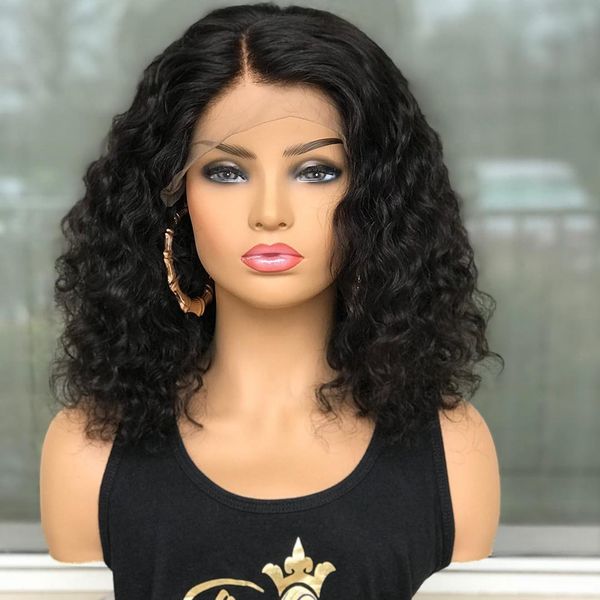 

lx brand 12inch short bob kinky curly synthetic lace front wig glueless lace wigs for black women babyhair preplucked daily 180%densityfacto