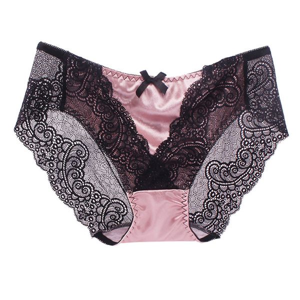 

salablekant patchwork slipje women sheer mesh katoenen underwear under low tail breathing women's trousers, Black;pink
