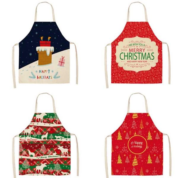 

aprons christmas santa claus women and men dinner party decor home kitchen cooking baking cleaning apron