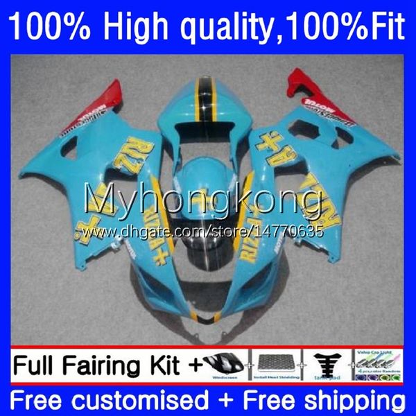 Stampo ad iniezione Bodys per Suzuki GSX-R1000 K3 GSXR1000 03 04 Bodywork 25No.61 GSXR Rizla Cyan 1000 cc 1000CC 2003-2004 GSXR1000CC GSXR-1000 2003 2004 carenature OEM