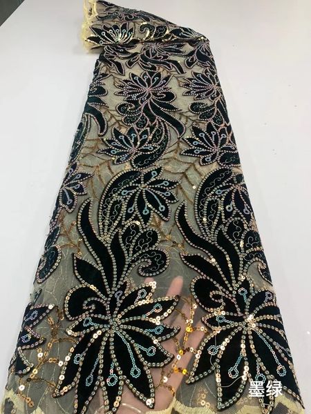 

luxury african velvet sequins lace fabric nigerian mesh net fabrics for party wedding zx-200, Black;white