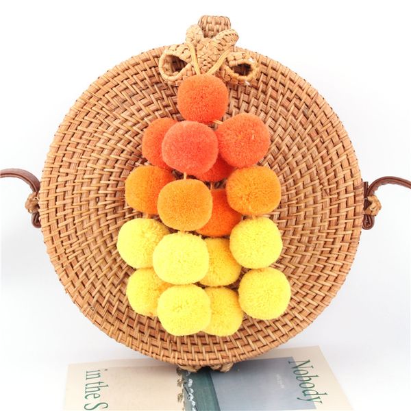 

six colors gradient pompom tassel keychain handmade boho ornaments for women handbag pendants jewelry gift, Silver