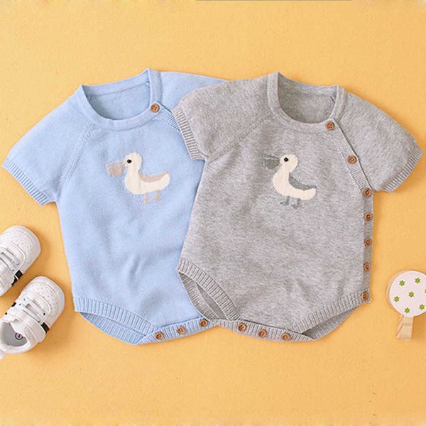 

infant romper newborn boy girl clothes vest baby boys girls cartoon big mouth duck knitted braces rompers, Blue