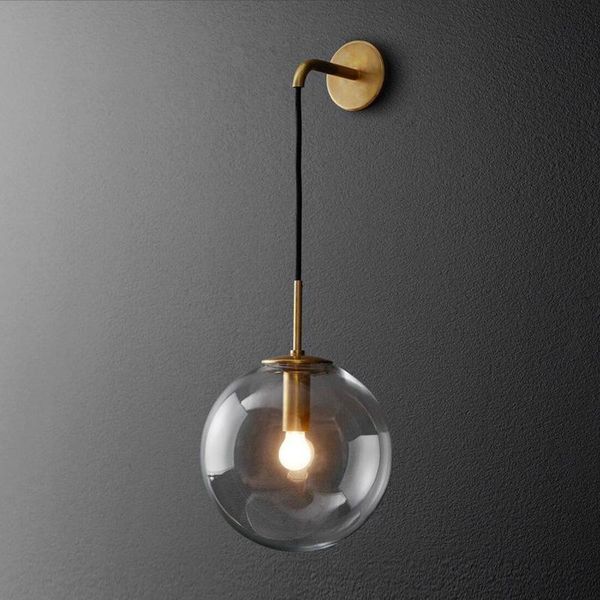 

nordic minimalist iron glass home interior decoration lamps living room bedroom kitchen study aisle single head led wall lamp
