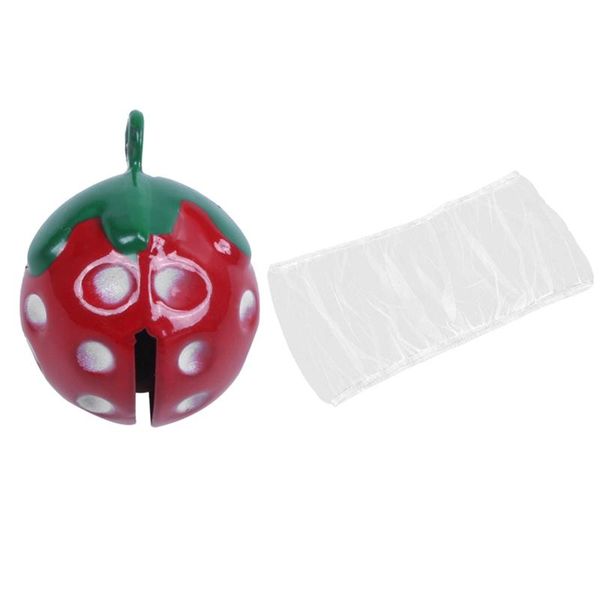 

other bird supplies 1 pcs mini red strawberry shaped decorative round bell & cage cover seed catcher mesh net