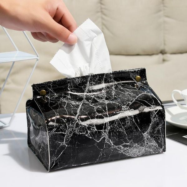 

tissue boxes & napkins 1 pc marble pattern case pu leather home car napkin paper dispenser box storage bag container table decoration
