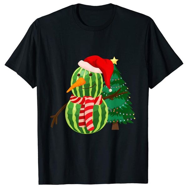 

men's t-shirts 2021 cotton t-shirt summer promotion funny xmas watermelon snowman-christmas in july casual street hip hop short sleeve, White;black