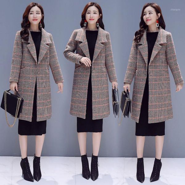 

plus size 3xl winter women lattice coat fashion woemns warm thickening woolen cloth overcoat ladies wool blends female mujer1, Black