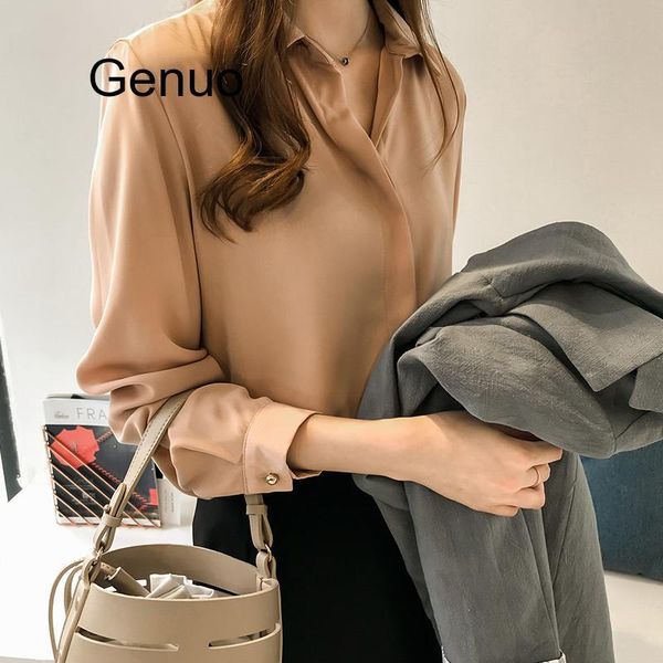 

autumn women fashion blouses solid plus size female clothes loose shirt long sleeve blouse simple feminine blusa, White