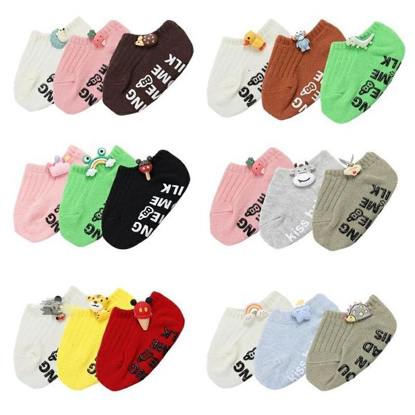 

socks baby cartoon born toddler anti-slip design boys girls cotton boat children clothes, Pink;yellow