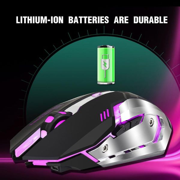 

mice wireless gaming mouse rechargeable usb 6 button ergonomic with led backlight gamer for desklaptop