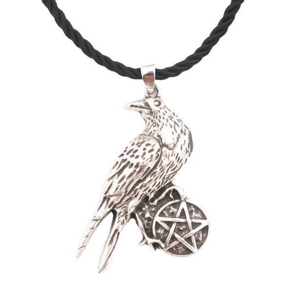 

viking odin crow metal necklace tassel men's pendant, Black