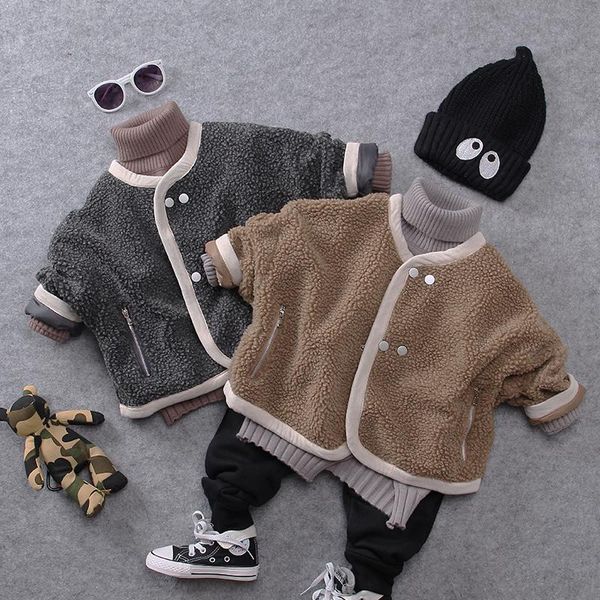 

coat only warm jacket 1pc 2-8y 2021 winter thick kids clothing boys fleece, Blue;gray