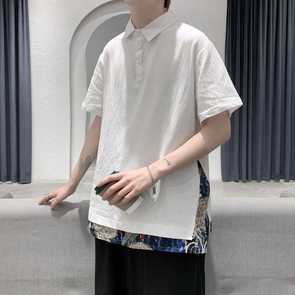 

men's polos 2021 solid color mens shirts 100% cotton short sleeve casual hommes fashion summer lapel male, White;black