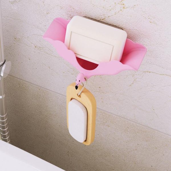 

soap dishes perforated cartoon flamingo wall-mounted dish rack drainage storage organizer high-quality