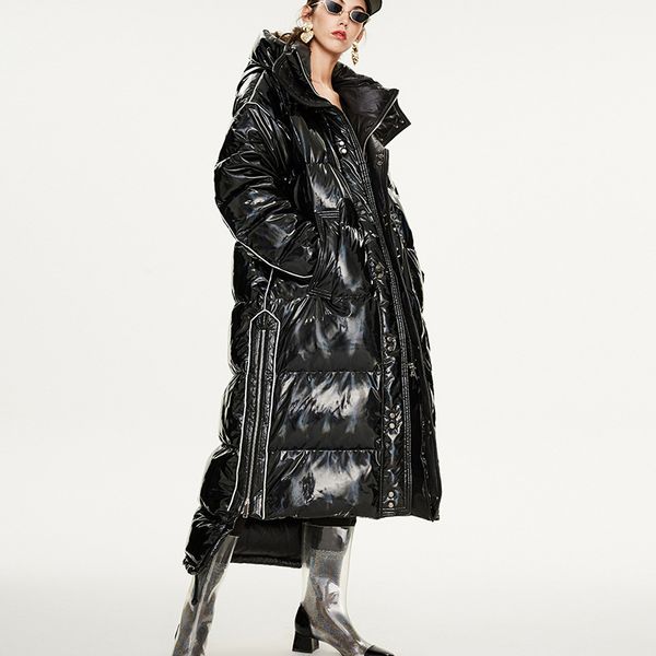 

2021 Women Winter Oversize White Style Down Warm Light Female Coat Ue05, Black