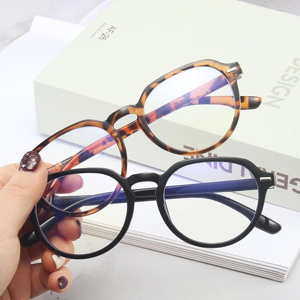 

fashion sunglasses frames men round frame retro anti blue light eyewear trend women optical computer eyeglasses myopia eye glasses, Black