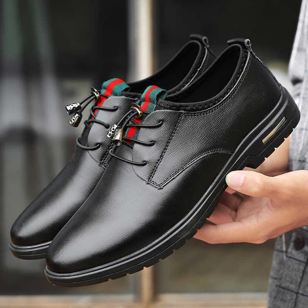 

large men's business ess leather shoes round head real cow casual lazy, Black