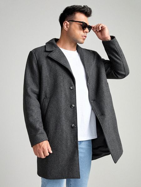 

extended sizes men lapel neck overcoat 65ql#, Black;brown