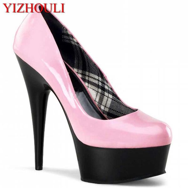 

15 cm round head, thin and slender women and spring autumn new high heels, fashion paint high heels, Black